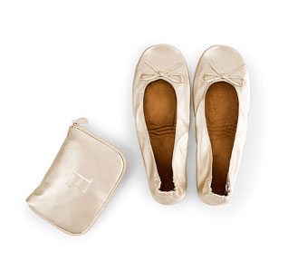 Wedding Ballet Flats &amp; Custom Carrying Case - Champagne