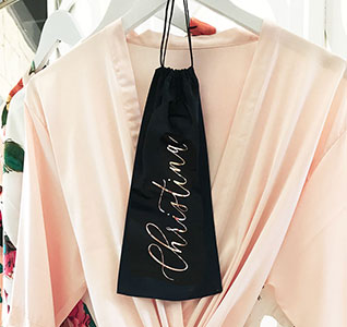 Personalized Black Bridesmaid Robe Pouch