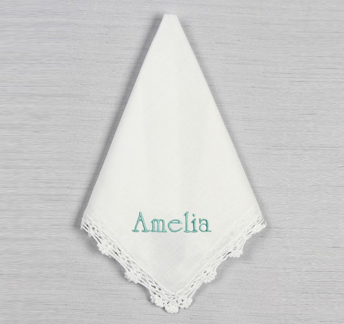Ladies' Embroidered Crochet Lace Handkerchief