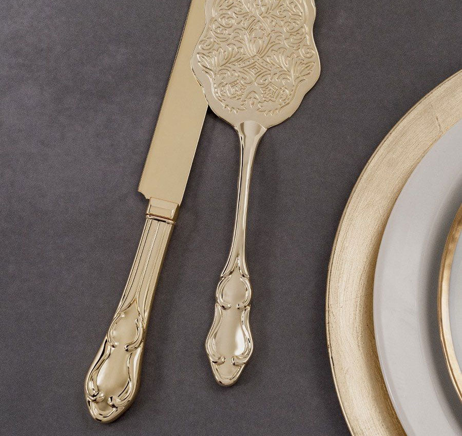 Gold Wedding Cake Knife &amp; Server Set