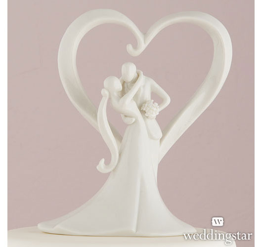 Stylish Embrace Bride &amp; Groom Heart Cake Topper