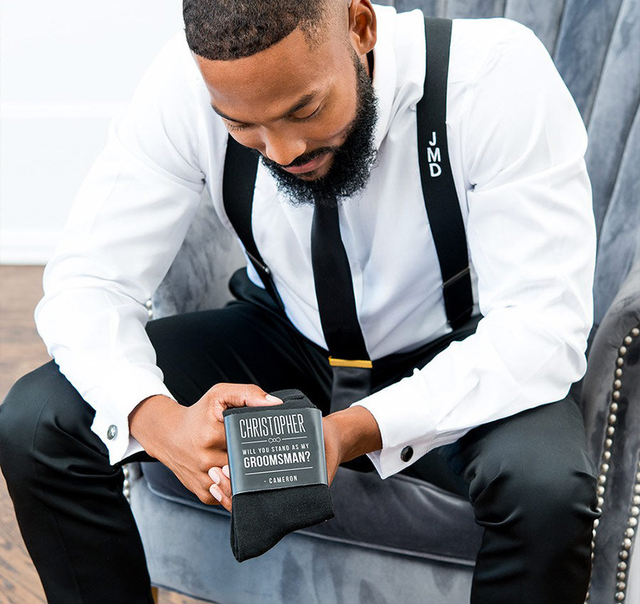 Personalized Groomsmen Socks - Will You Stand