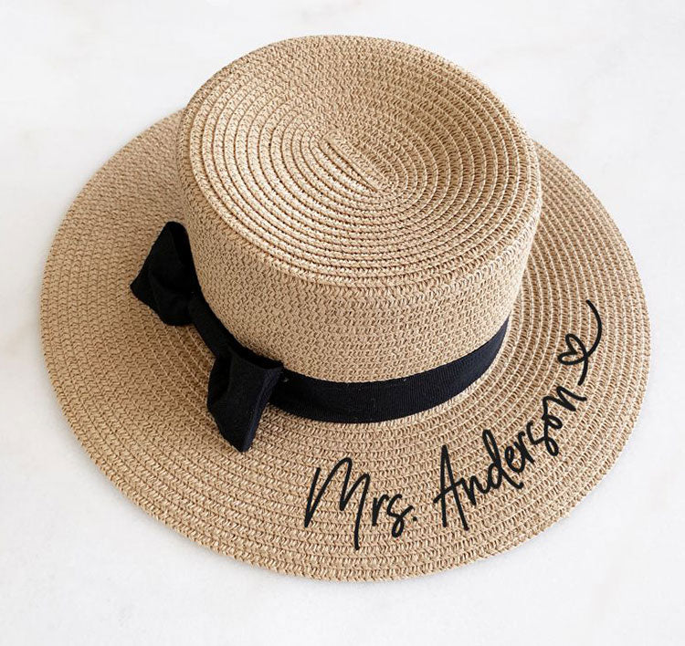 Personalized Boater Hat - With Heart