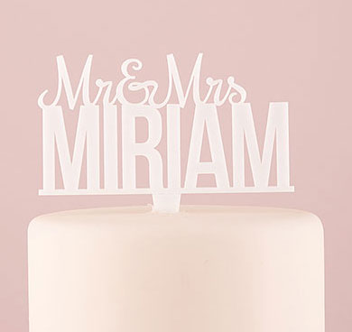 Mr. &amp; Mrs. Cake Topper - White