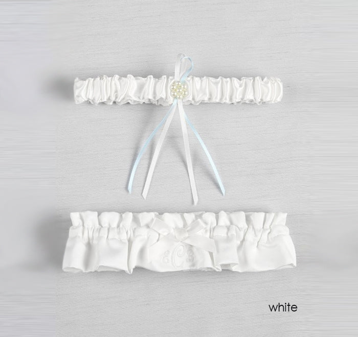 Monogram Wedding Garter Set White / Hot Pink Monogram Wedding Garter Set White / Hot Pink