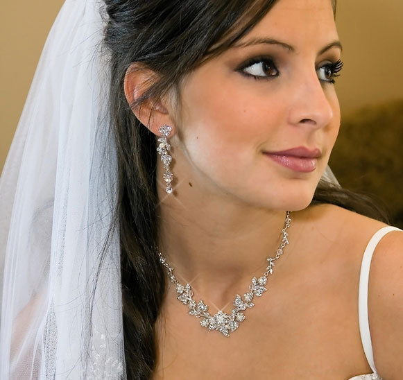 Silver Teardrop Bridal Jewelry Set