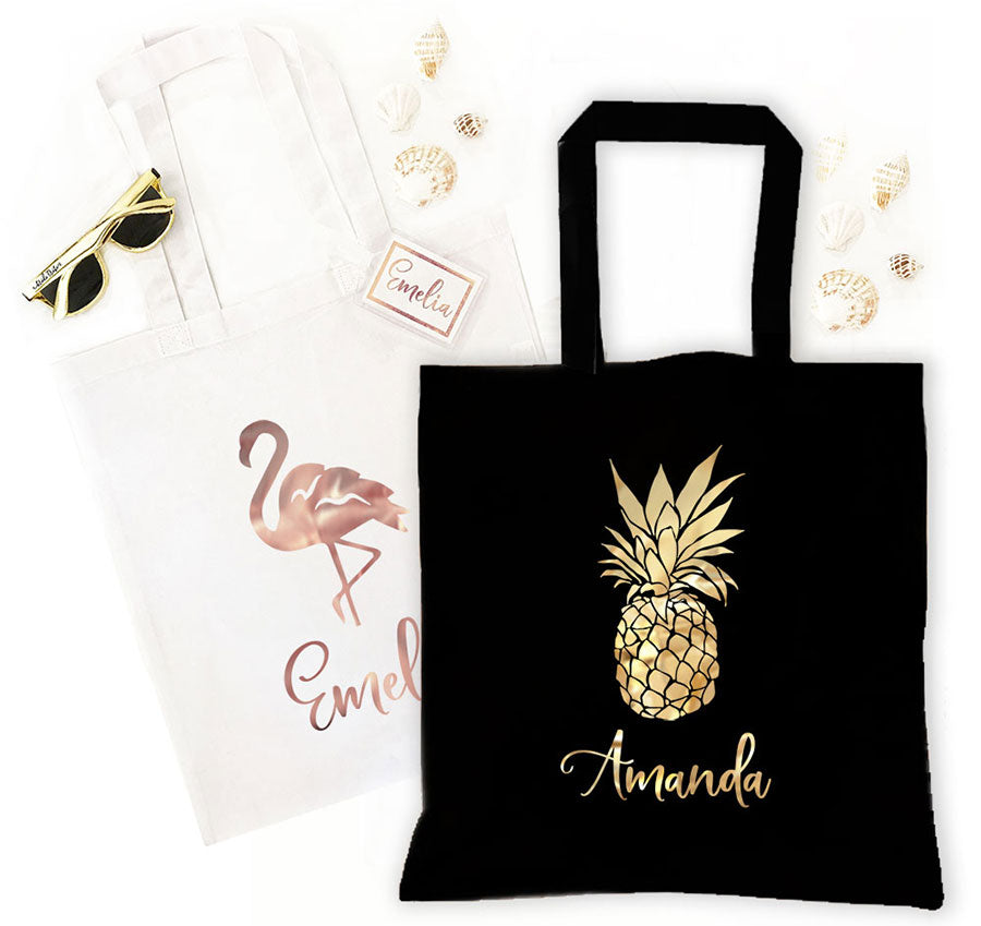 Personalized Tropical Foil Tote Bag