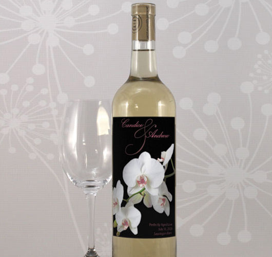 Classic Orchid Wedding Wine Labels