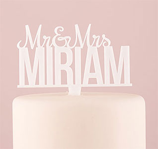 Mr. &amp; Mrs. Cake Topper - White