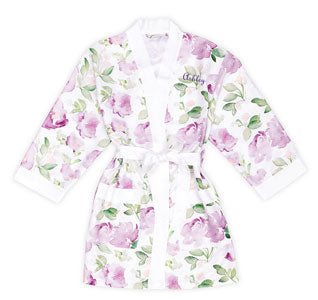 Floral Bridesmaid Robe - Lavender &amp; White
