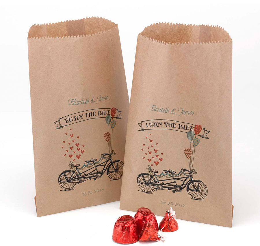 Tandem Bike Treat Bags - Kraft