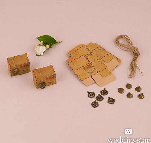 Vintage Airmail Favor Boxes (Set of 10)