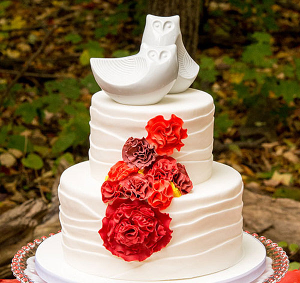 Porcelain Owl Pair Cake Topper