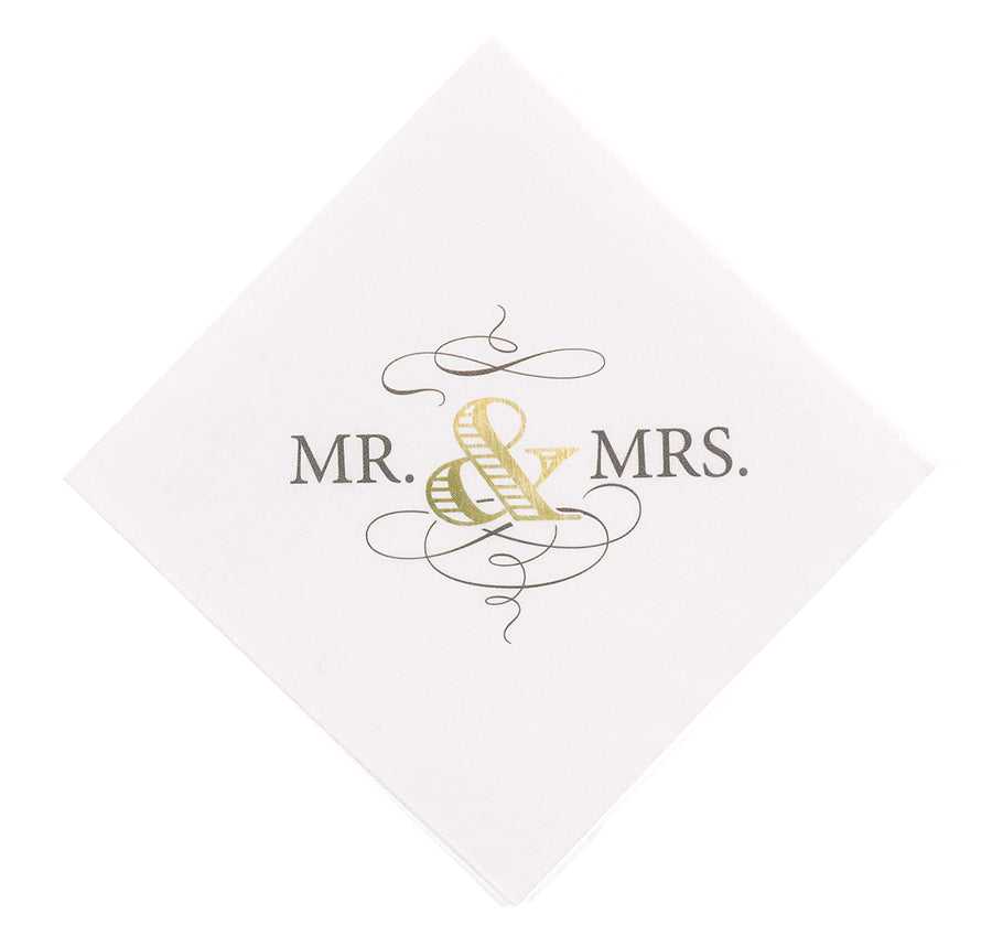 Mr. &amp; Mrs. Golden Elegance Wedding Napkins