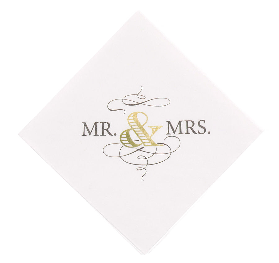 Mr. & Mrs. Golden Elegance Wedding Napkins