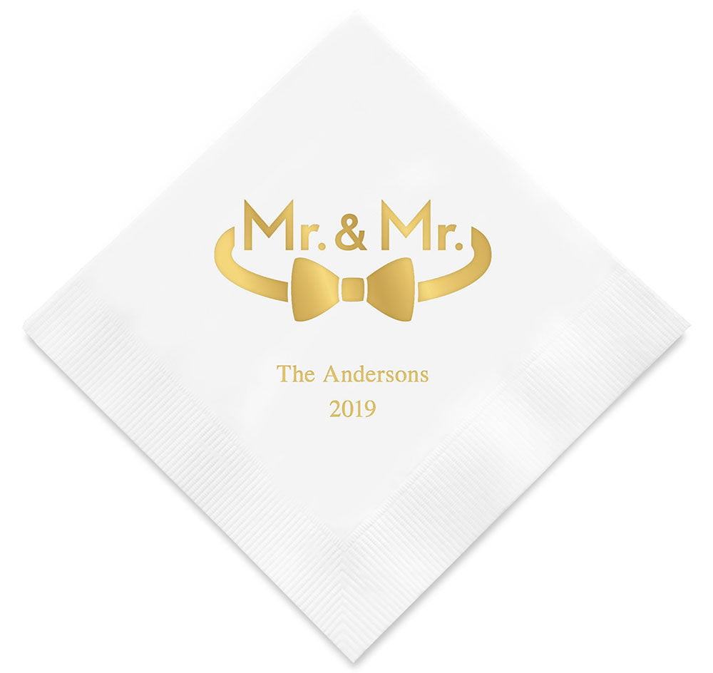 Mr. &amp; Mr. Bowtie Wedding Napkins