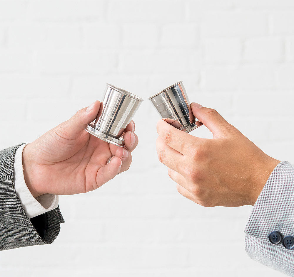 Collapsible Silver Groomsmen Shot Glass - Name
