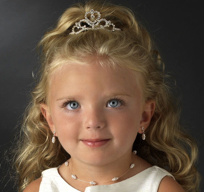 Rhinestone Heart Flower Girl Tiara