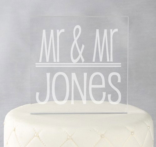 Mr. &amp; Mr. Square Wedding Cake Top