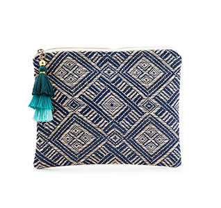 Tribal Print Bridesmaid Makeup Bag - Blue