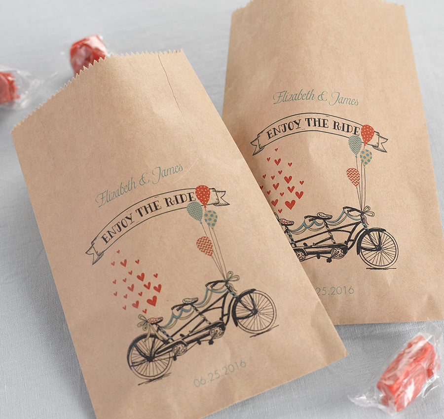 Tandem Bike Treat Bags - Kraft