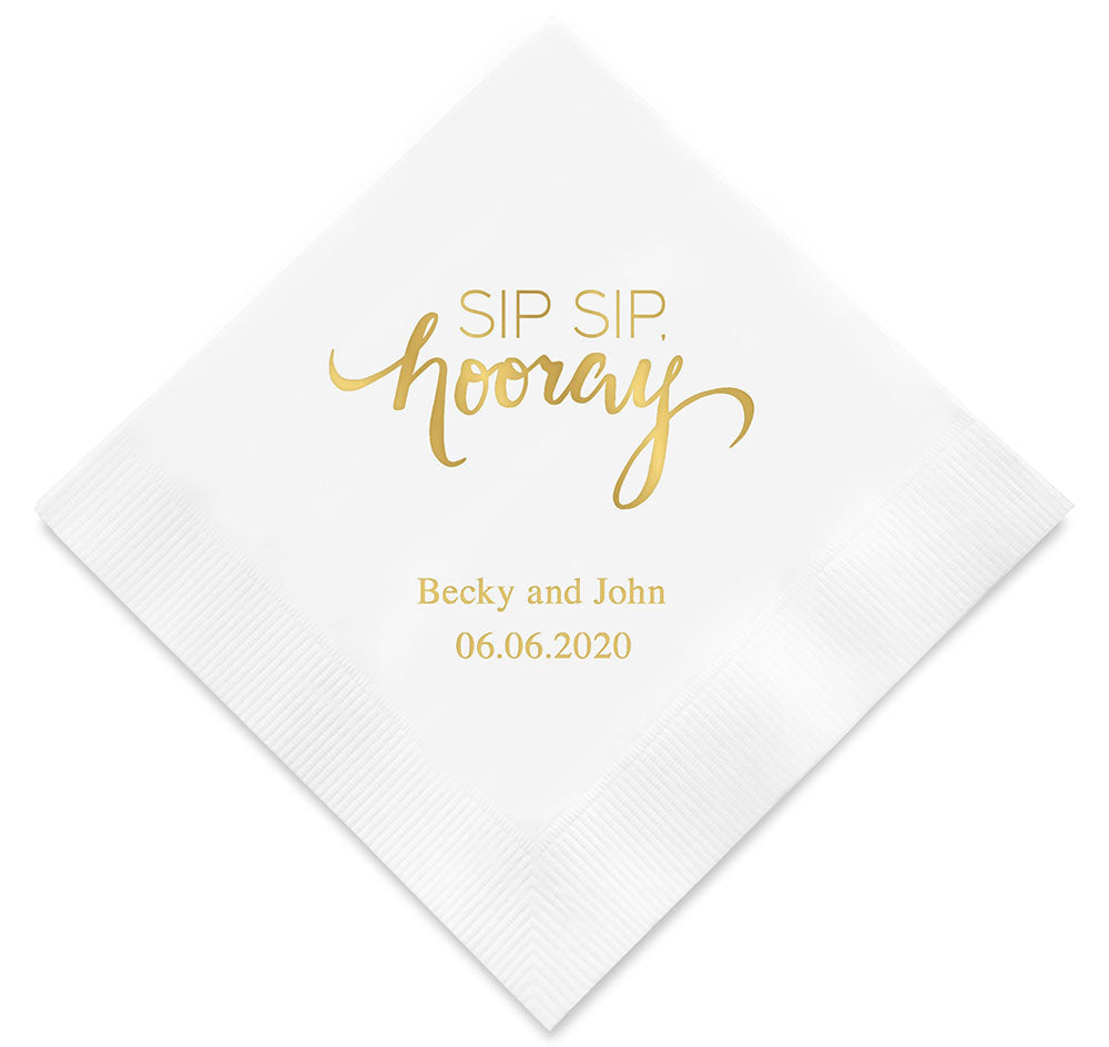 Sip Sip, Hooray Personalized Napkins
