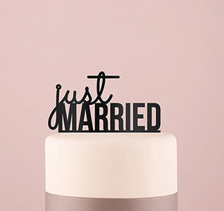 Just Married Wedding Cake Topper - Black