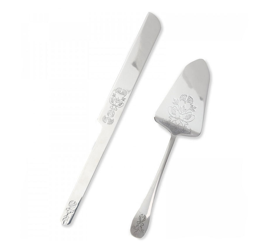 Silver Ornate Cake Serving Set