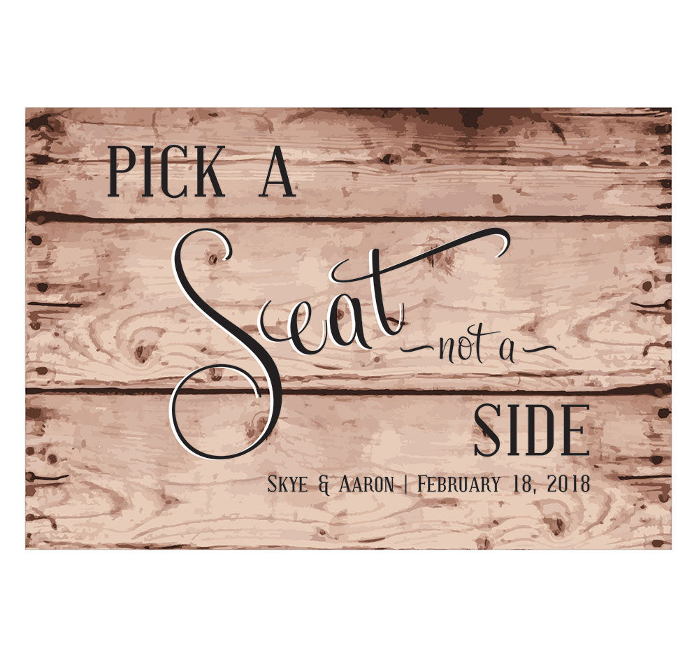 Rustic Pick A Seat Directional Sign
