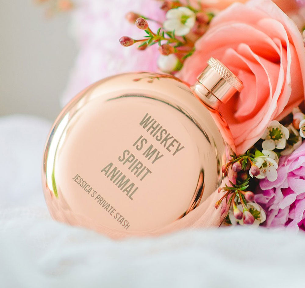 Spirit Animal Rose Gold Wedding Flask