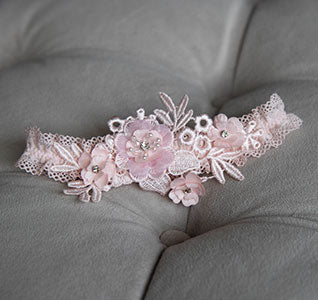 Hazel Blush Applique Bridal Garter