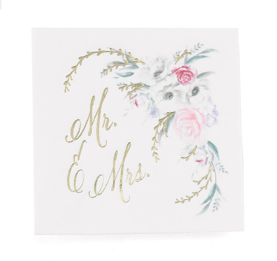 Floral Mr. &amp; Mrs. Wedding Napkins