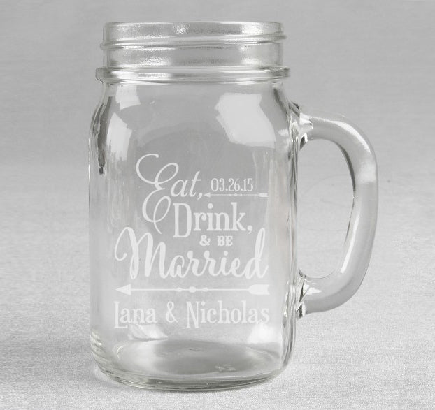 Eat, Drink and Be Married Wedding Mason Jars - (Set of 4)