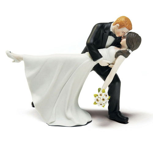 Romantic Dip Dancing Bride & Groom Cake Topper