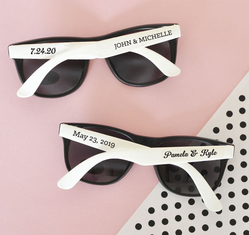 Personalized Sunglass Favors Black White The Wedding Outlet