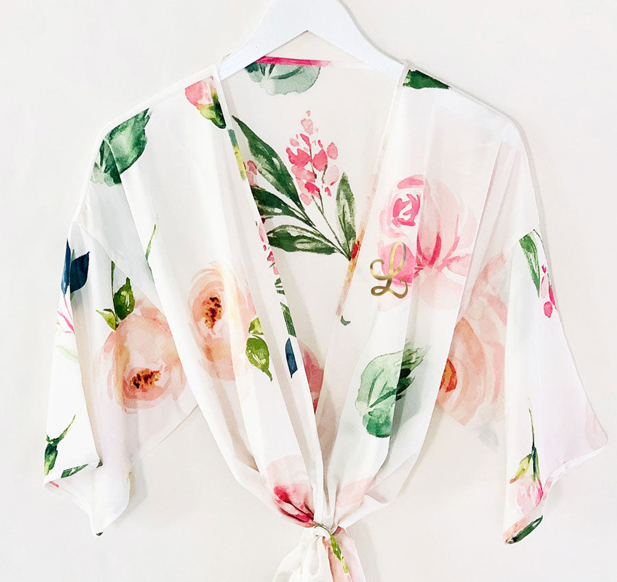 Spring Rose Satin Bridesmaid Robe