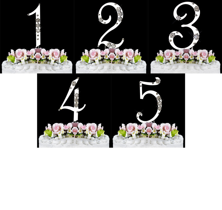 Silver French Flower Number Cake Top