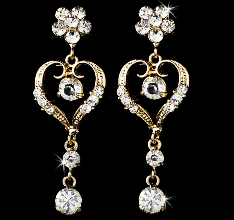 Elegant Rhinestone Curling Heart Bridal Jewelry Set