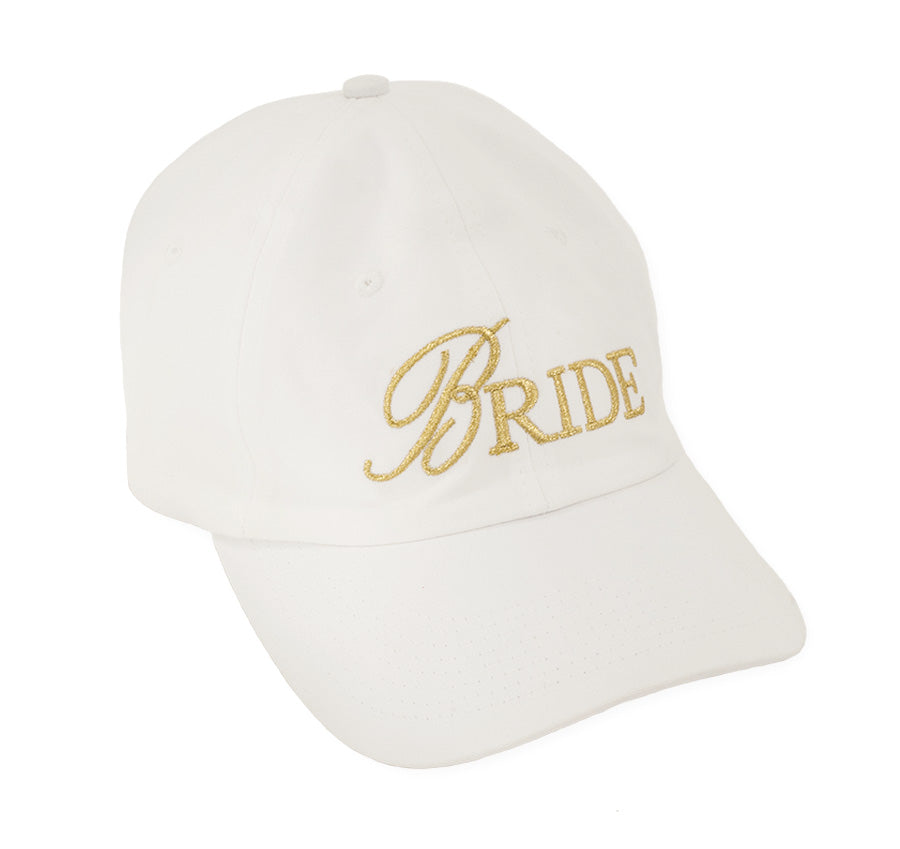 Bride Baseball Hat with Gold Embroidery