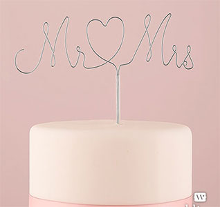 Mr. &amp; Mrs. Twisted Wire Cake Topper