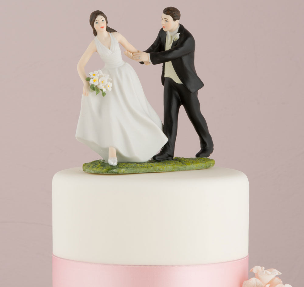 Race to the Altar Bride &amp; Groom Cake Topper