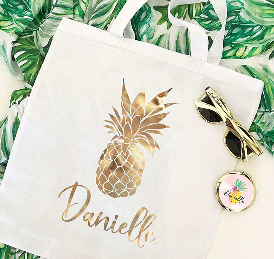 Personalized Tropical Foil Tote Bag