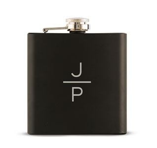 Modern Initial Black Groomsmen Flask