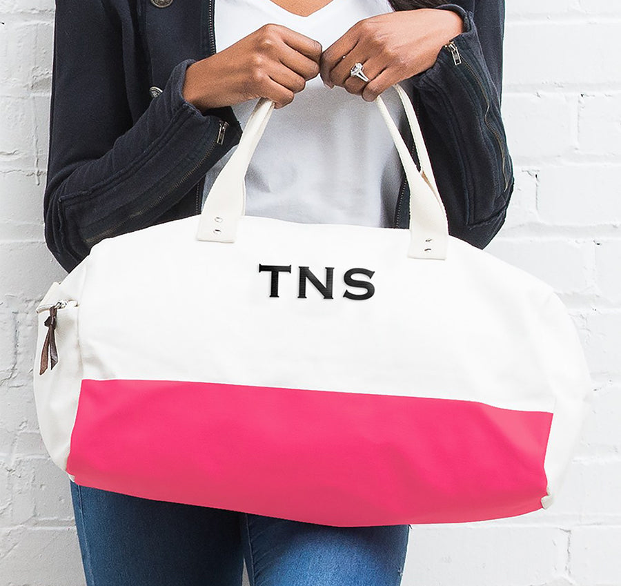 Personalized Canvas Weekender Bag - Pink