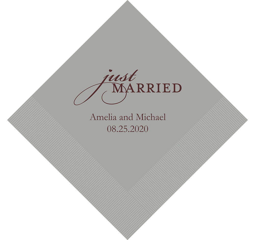 Just Married Personalized Wedding Napkins