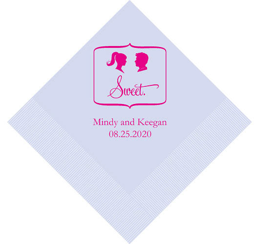 Sweet Silhouette Personalized Napkins - Bride With Ponytail