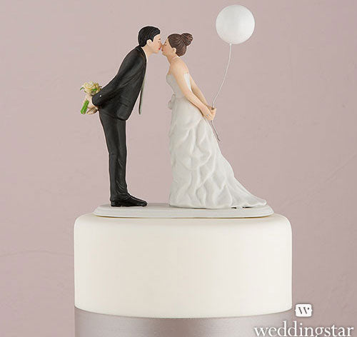 Balloon Kiss Bride &amp; Groom Cake Topper