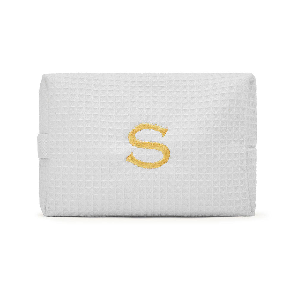 Waffle Bridesmaid Cosmetic Bag - White
