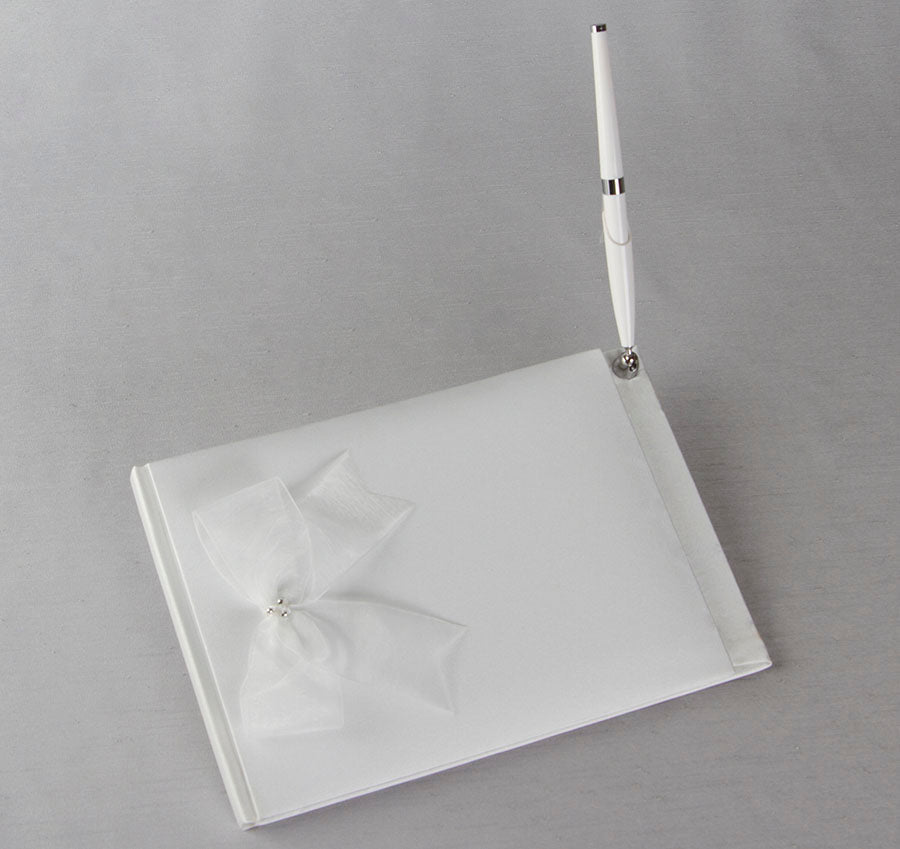 Beaded Organza Guest Book &amp; Pen Set