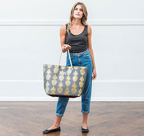 Personalized Pineapple Tote Bag - Grey (XL)